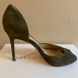 VERONICA BEARD Gadot Military Green Suede d'Orsay Pump Stiletto 8.5 US/39 EU